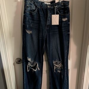 KanCan Dark Blue Distressed Boyfriend Jeans